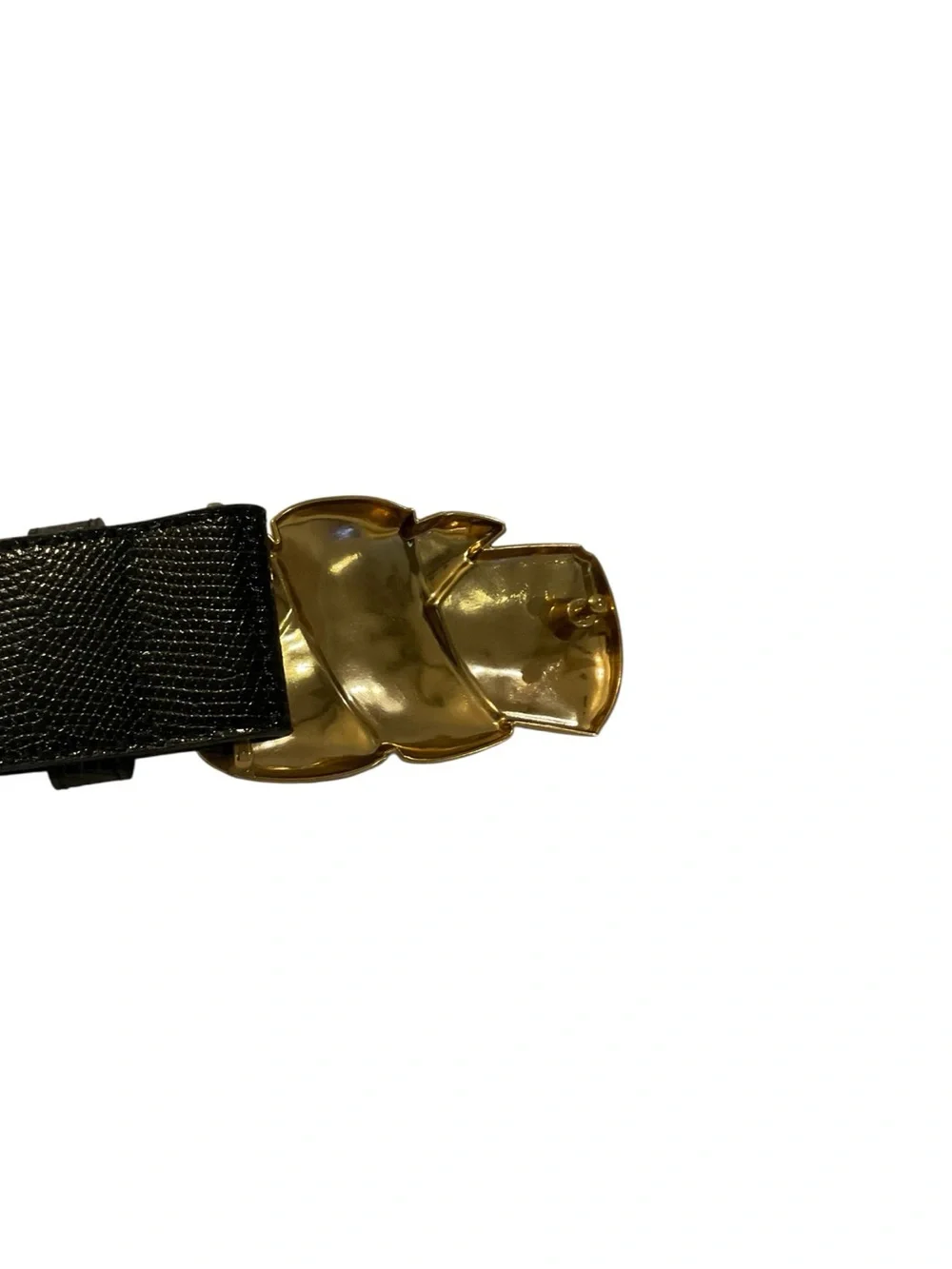 Source Unknown Black Belt with Gold Twisted Buckle